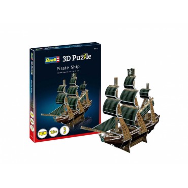 QUEBRA CABEÇA 3D PUZZLE PIRATE SHIP NAVIO PIRATA REVELL KIT PARA MONTAR 24 PEÇAS REV 00115